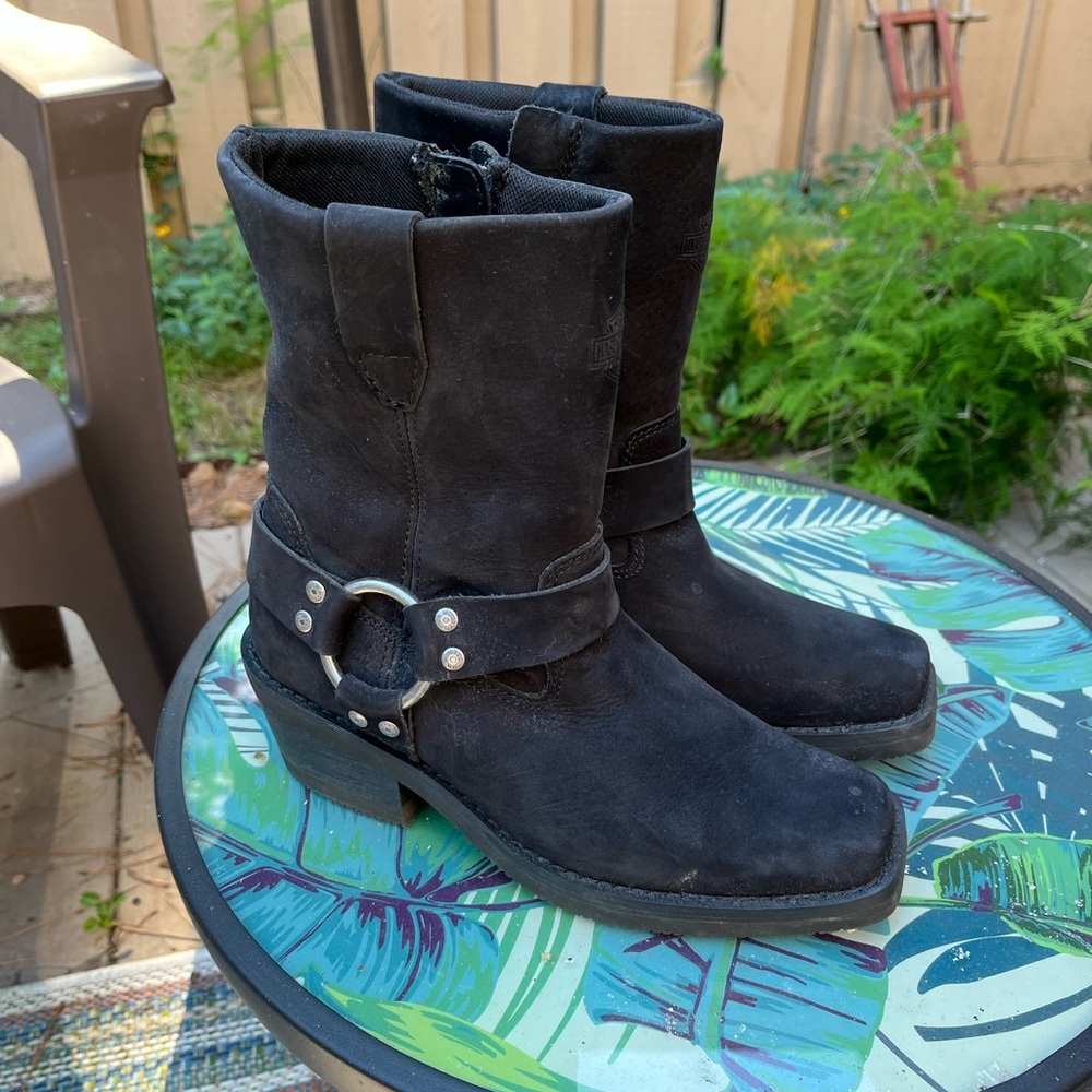 Harley Davidson Blk Suede Boots Sz.6.5